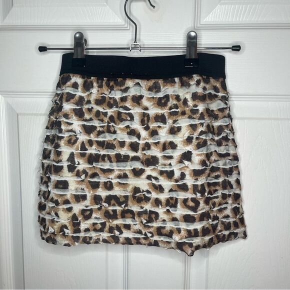 Justice Leopard Print Tiered Ruffle Skort Mini Skirt Black Brown Girls 7 - Picture 5 of 8